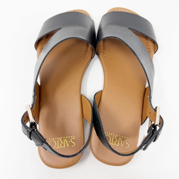 Franco Sarto Black Leather GARZA Sandals Size 8 Open Toe Casual Boho Summer NEW - Picture 4 of 8